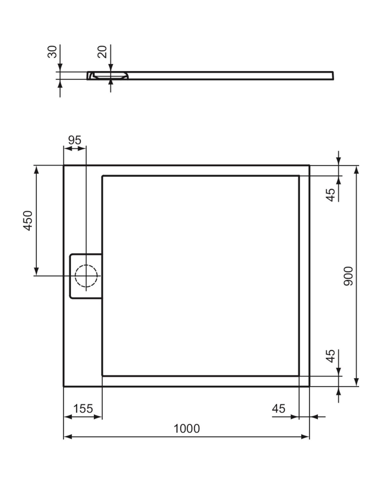 Ideal Standard i.Life Sprchová vanička liata 100 x 90 cm, biela matná T5231FR - galéria #4