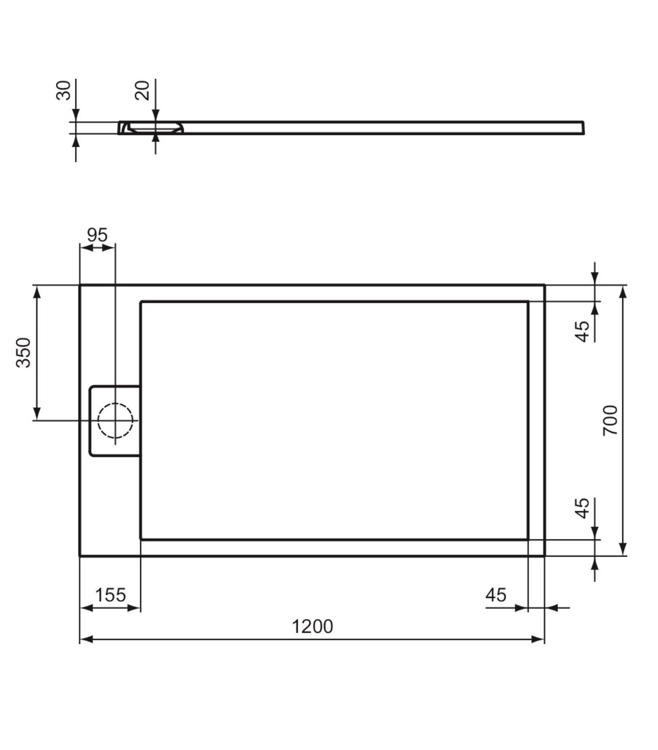 Ideal Standard i.Life Sprchová vanička 120 x 70 cm, hranatá čierna T5233FV - galéria #4