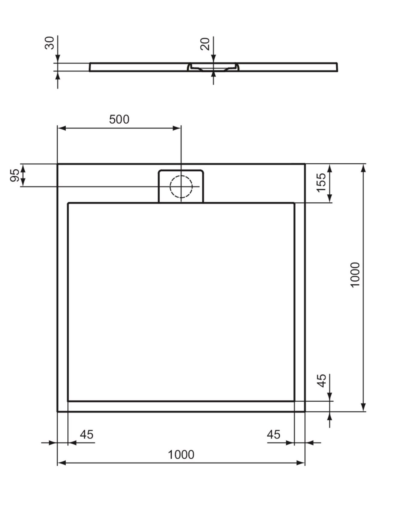 Ideal Standard i.Life Sprchová vanička 100 x 100 cm, betónová sivá T5234FS - galéria #4
