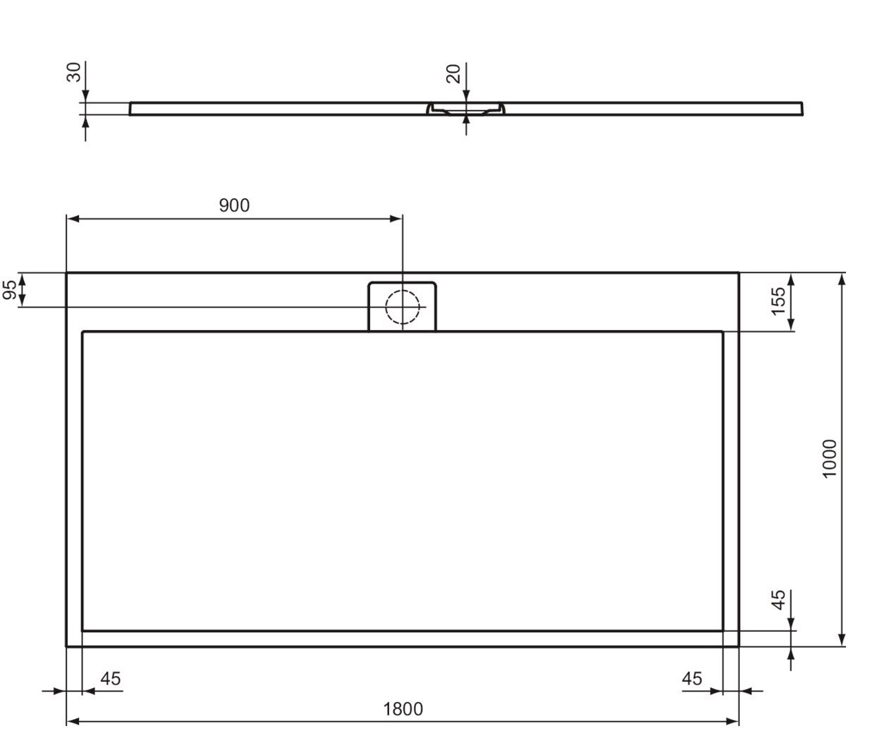 Ideal Standard i.Life Sprchová vanička liata 180 x 100 cm, biela matná T5245FR - galéria #4