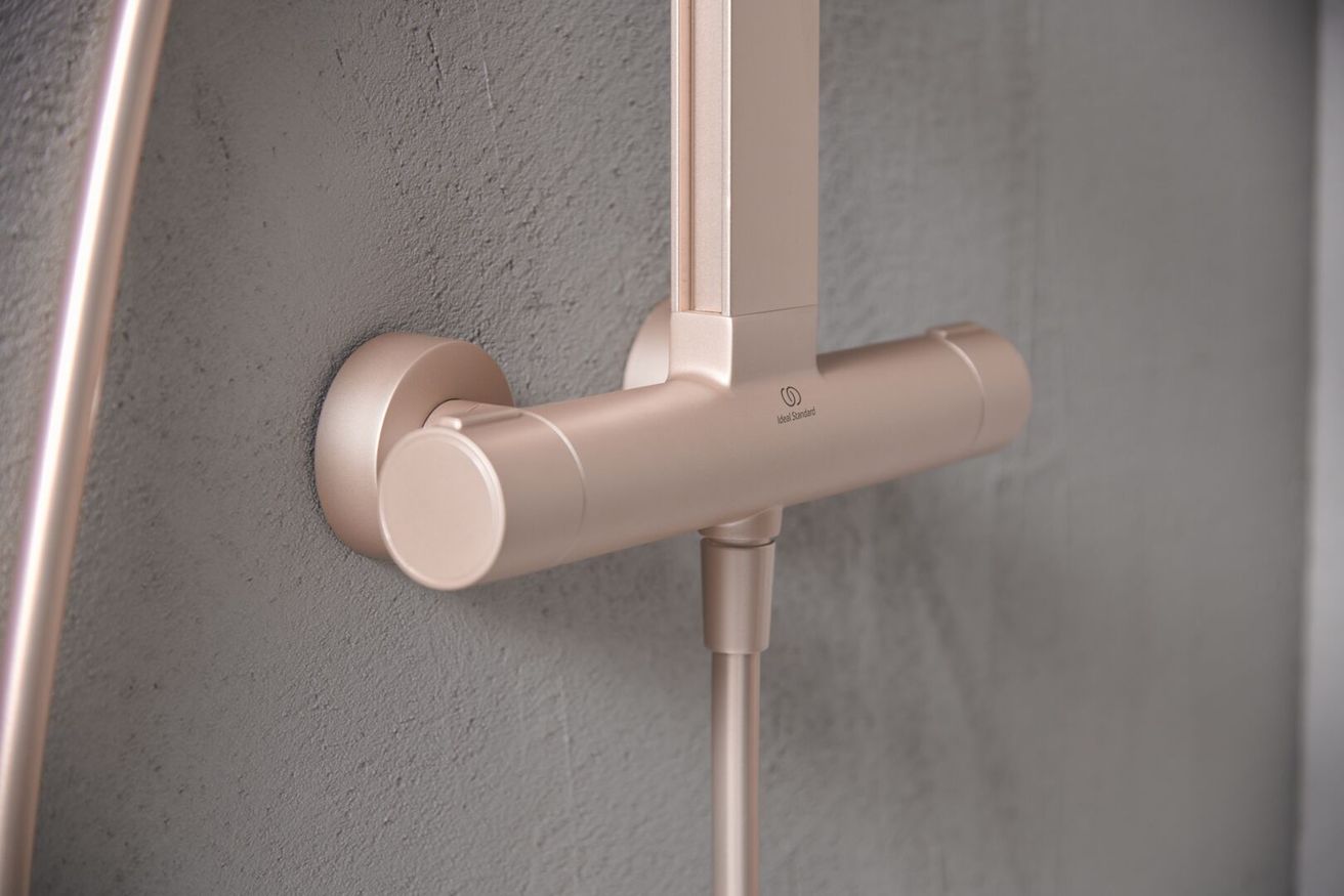 Ideal Standard ALU+ Sprchový systém Ceratherm s nástennou termostatickou batériou, rosé BD583RO - galéria #5