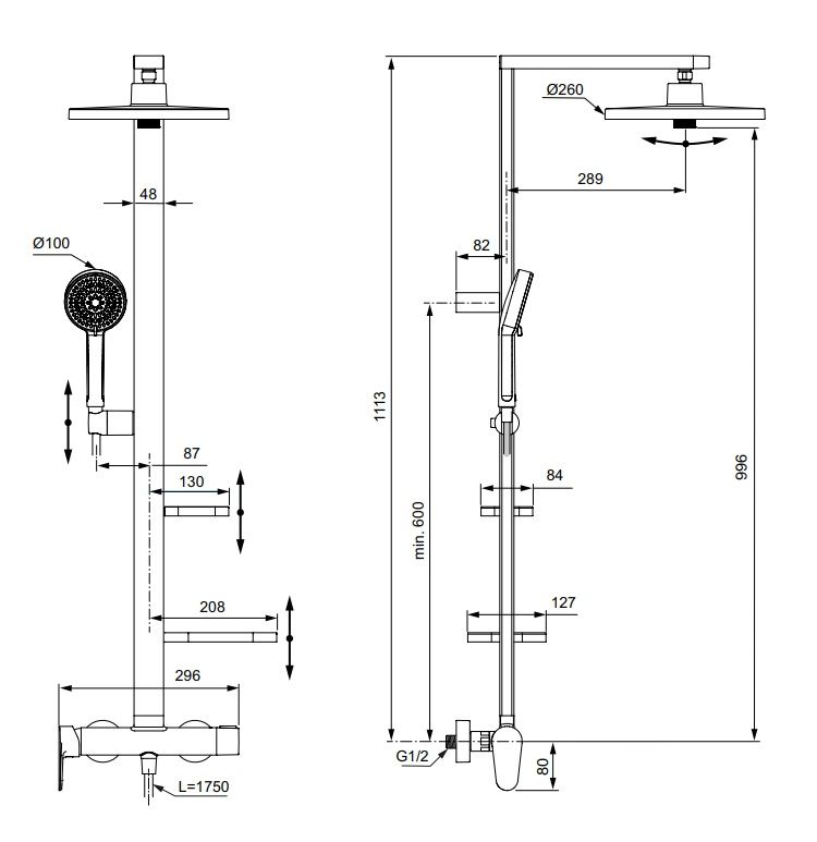 Ideal Standard Sprchový systém ALU+ Ceraflow s nástennou pákovou sprchovou batériou, zamatovo čierna BD584XG - galéria #5