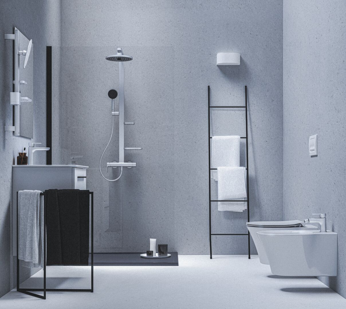 Ideal Standard ALU+ Sprchový systém Ceraflow s nástennou pákovou sprchovou batériou, strieborná BD584SI - galéria #5