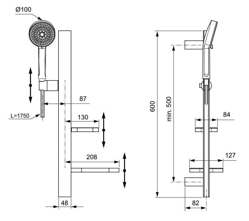 Ideal Standard Sprchová súprava Idealrain ALU+, 60 cm, zamatovo čierna BD586XG - galéria #1