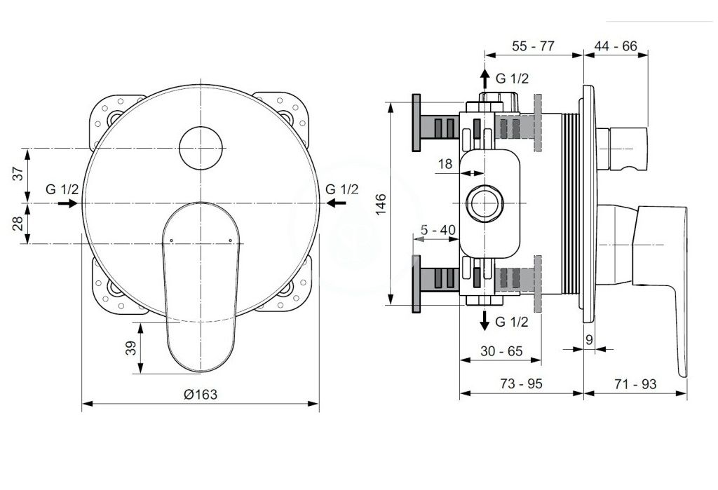 Ideal Standard Cerafine O Namáčacia batéria bez telesa, 2 výstupy, ružová A7350RO - galéria #3
