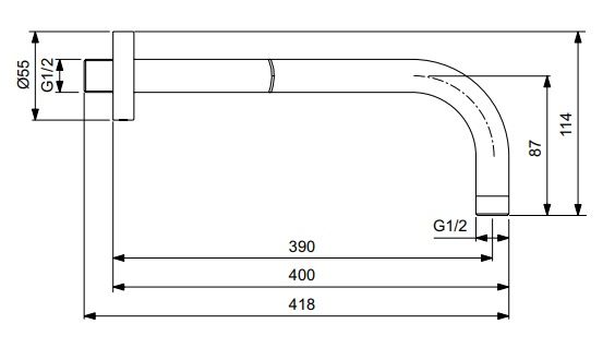 Ideal Standard ALU+ Sprchové rameno 40 cm, strieborné B9445SI - galéria #2
