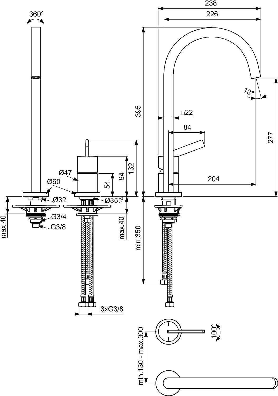 Ideal Standard Gusto Drezová batéria, 2-otvorová - chróm BD423AA - galéria #4