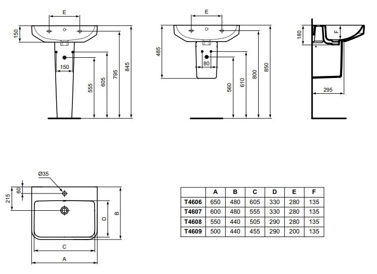 Ideal Standard i.life B Umývadlo 65 cm, biele T4606HY - galéria #8