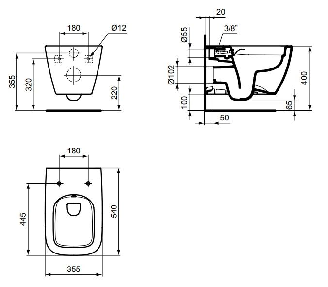 Ideal Standard i.life B WC závěsné Rimless s funkcí bidetu, bílá T534701 - galéria #5