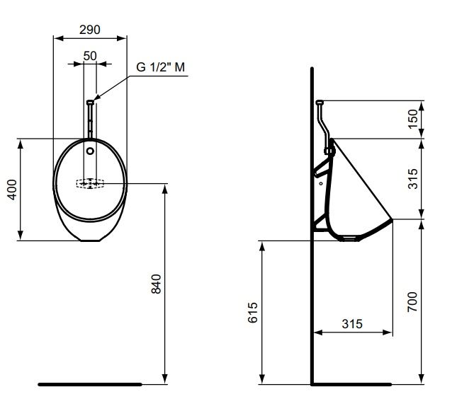 Ideal Standard Pisoár Eurovit, biely E253401 - galéria #4