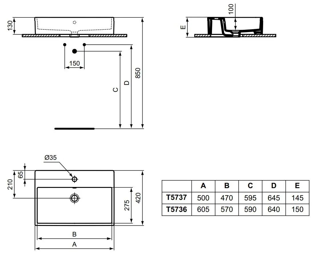 Ideal Standard i.Life B Umývadlo 60,5x42 cm, biele T573601 - galéria #4