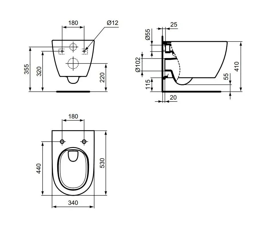 Ideal Standard i-Life O Závesné WC, HydroTwist, biele T568001 - galéria #8