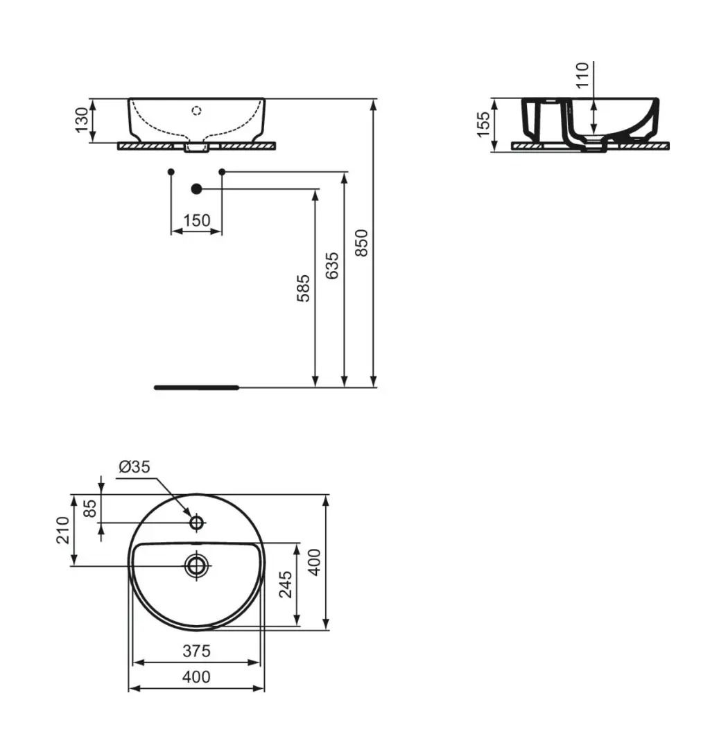 Ideal Standard i.Life O Umývadlo na dosku, 40 cm, biele T573501 - galéria #4