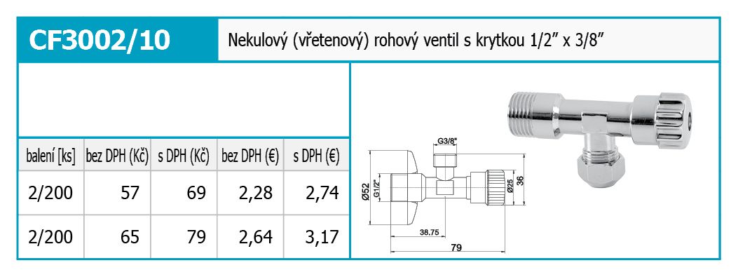 Novaservis Rohový vretenový ventil 3/8" CF3002/10 - galéria #1