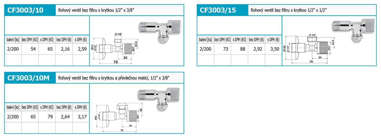 Novaservis Rohový ventil bez filtra 1/2 "x3/8" CF3003/10 - galéria #1