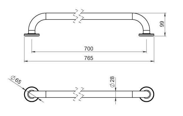 Novaservis Zábradlie rovné s krytkami 70 cm biele R6670.11 - galéria #1