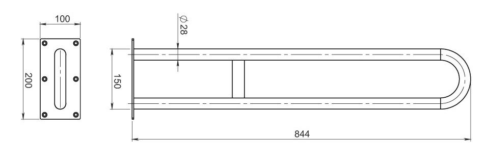 Novaservis Dvojitá pevná rukoväť 81,3 cm nererz R6681,44 - galéria #1