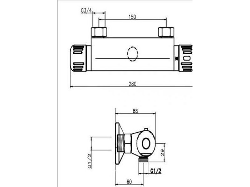 Novaservis Aquamat Sprchová termostatická batéria 150 mm 2660/1,0 - galéria #1