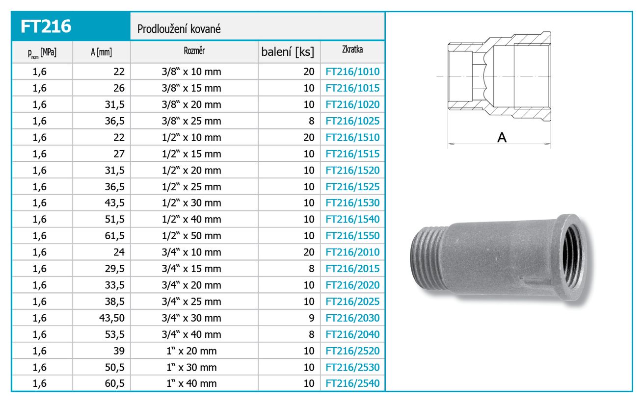Novaservis Kované predĺženie 1 "x51 FT216/2550 - galéria #1