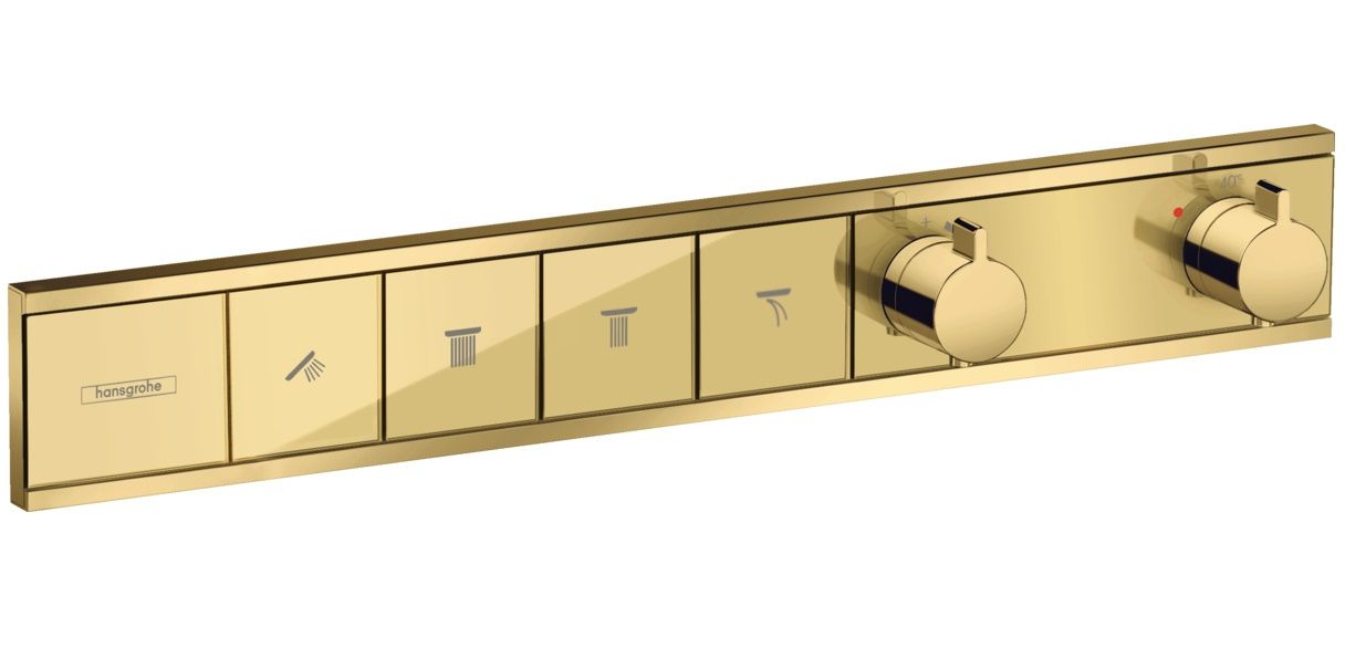 Hansgrohe RainSelect Termostatická batéria pre 4 vývody, leštené zlato 15382990