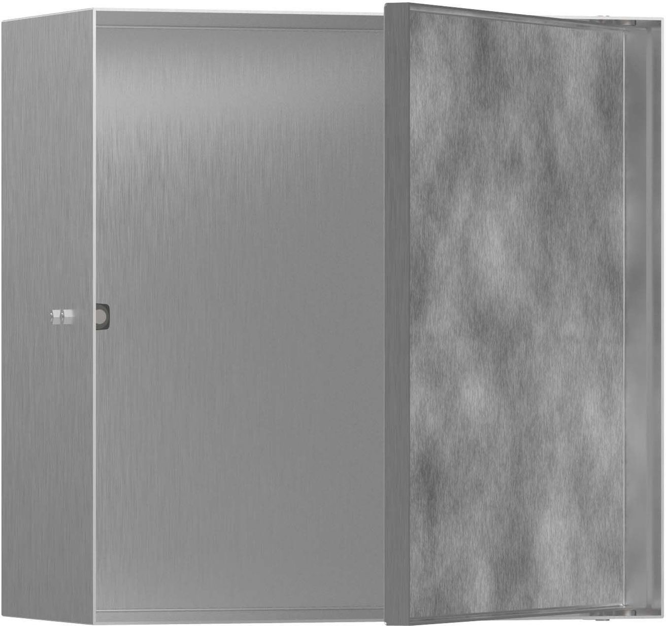 Hansgrohe XtraStoris Rock Zápustná polica s dvierkami na obkladačky 30x30x14 cm, brúsená nerezová oceľ 56091800