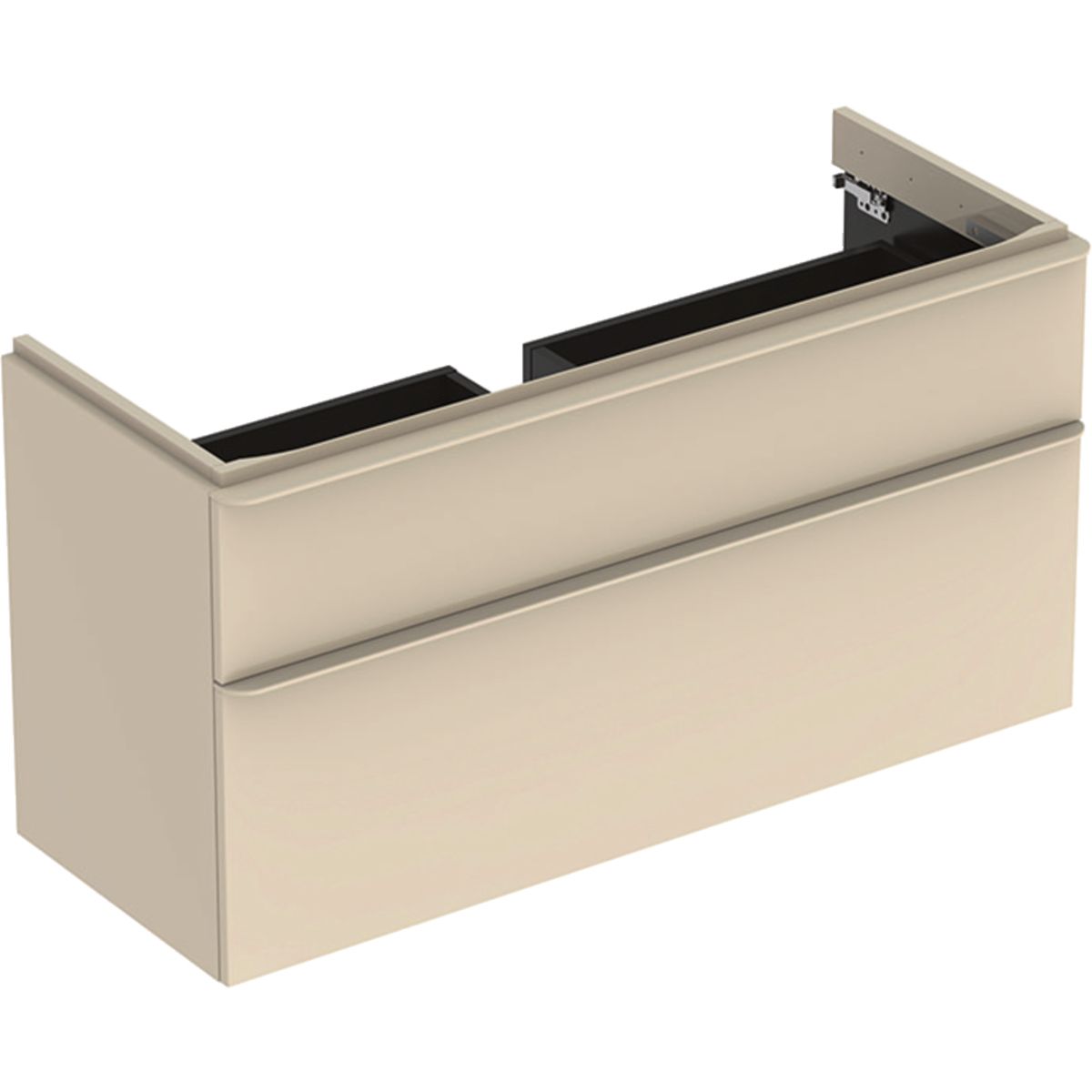 Geberit Smyle Štvorcová kúpeľňová skrinka pod umývadlo 118,4 cm, pieskovo sivá 500.355.JL.1