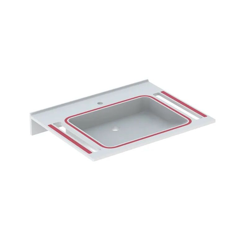 Geberit Publica Umyvadlo bezbariérové 70x55 cm s výřezy, otvor pro baterii, alpská bílá 500.666.01.2