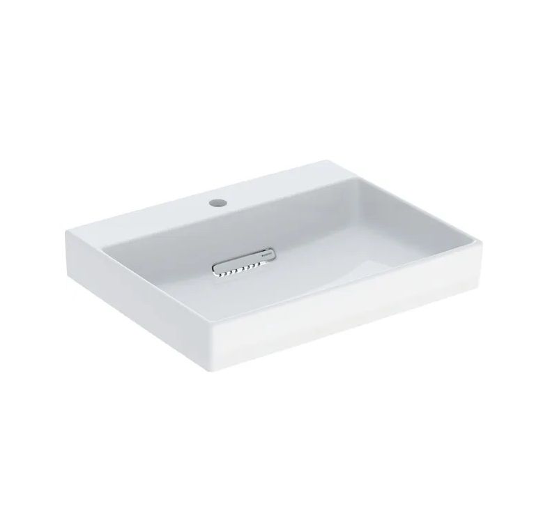 Geberit One Umyvadlo 60x48 cm, otvor uprostřed, vývod vodorovný, bílá/KeraTect 505.034.00.1