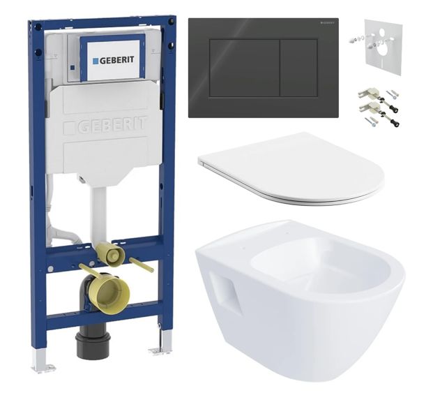 Geberit Set modulu do sadrokartónu, WC Urban a tlačidlá, čierna lesklá KBE054