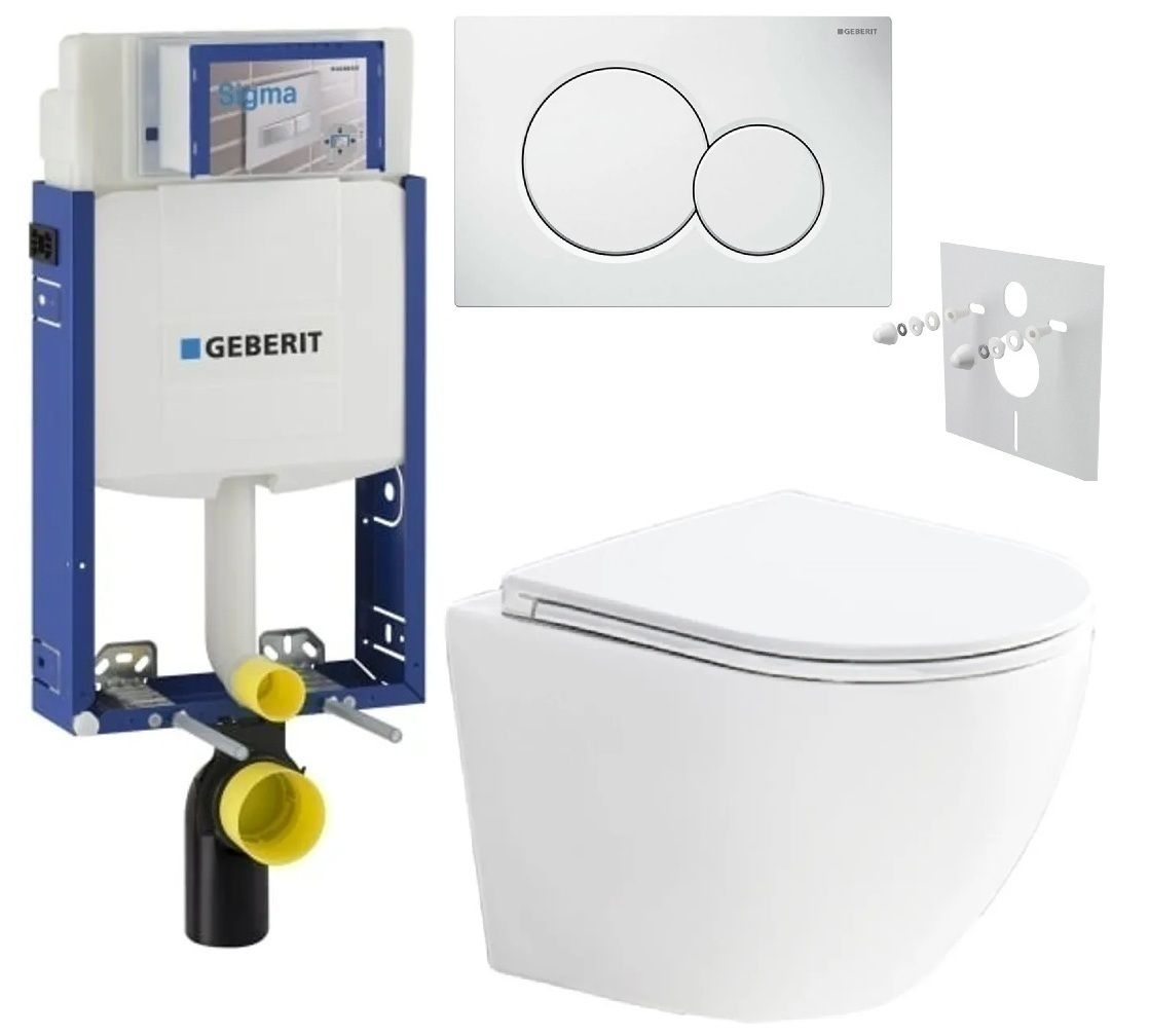 Geberit Set modulu na zamurovanie, tlačidlá a závesne WC Urban s WC doskou, biela KBE082