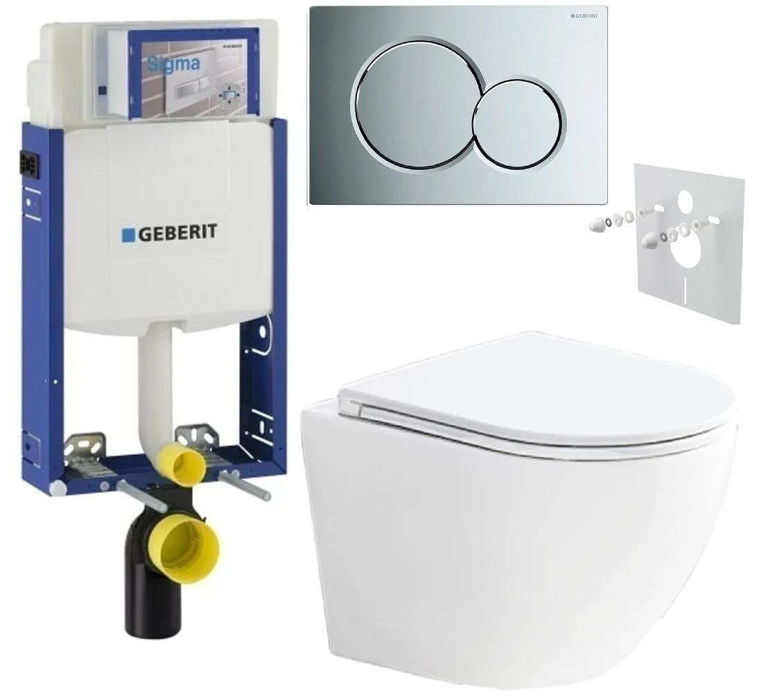 Geberit Set modulu na zamurovanie, tlačidlá a závesne WC Urban s WC doskou, chróm KBE083