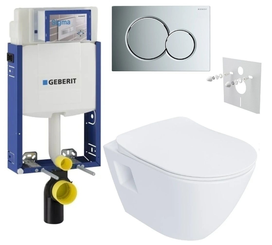 Geberit Set modulu na zamurovanie, tlačidlá a závesne WC Urban s WC doskou, chróm KBE101