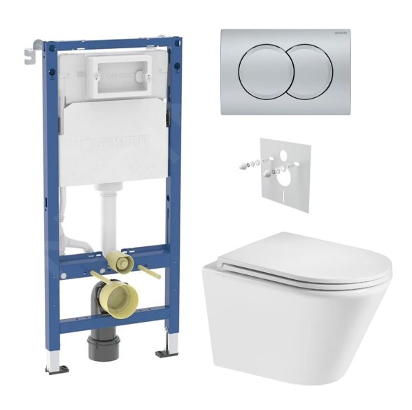 Geberit Set modulu do sádrokartonu, WC Spinex a tlačítka, chrom mat KBE119