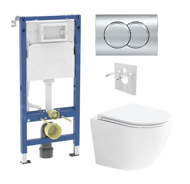Geberit Set modulu do sádrokartonu, WC Urban a tlačítka, chrom lesk KBE124