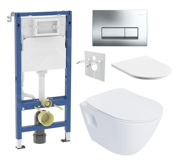 Geberit Set modulu do sádrokartonu, WC Urban a tlačítka, chrom lesk KBE138
