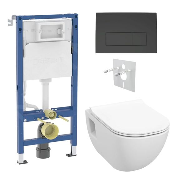 Geberit Set modulu do sádrokartonu, WC Diana New a tlačítka, černá mat KBE146