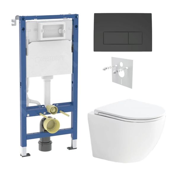 Geberit Set modulu do sádrokartonu, WC Urban a tlačítka, černá mat KBE148