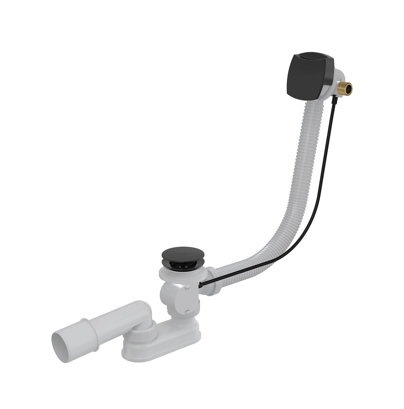 Alcadrain Automatický vaňový sifón s prepadom 120 cm, čierno-matný A564BLACK-120