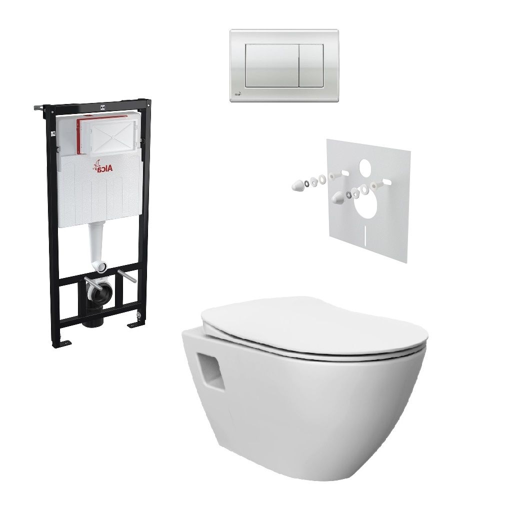 Alcadrain Set modul, ovládacie tlačidlo, WC Rimless a doska KMPLALCAEBS2