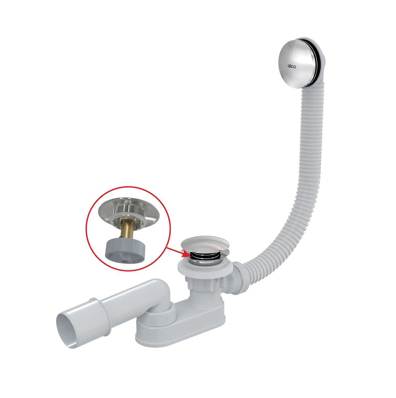 Alcadrain Vaňový sifón click/clack 57 cm, chróm A507CKM