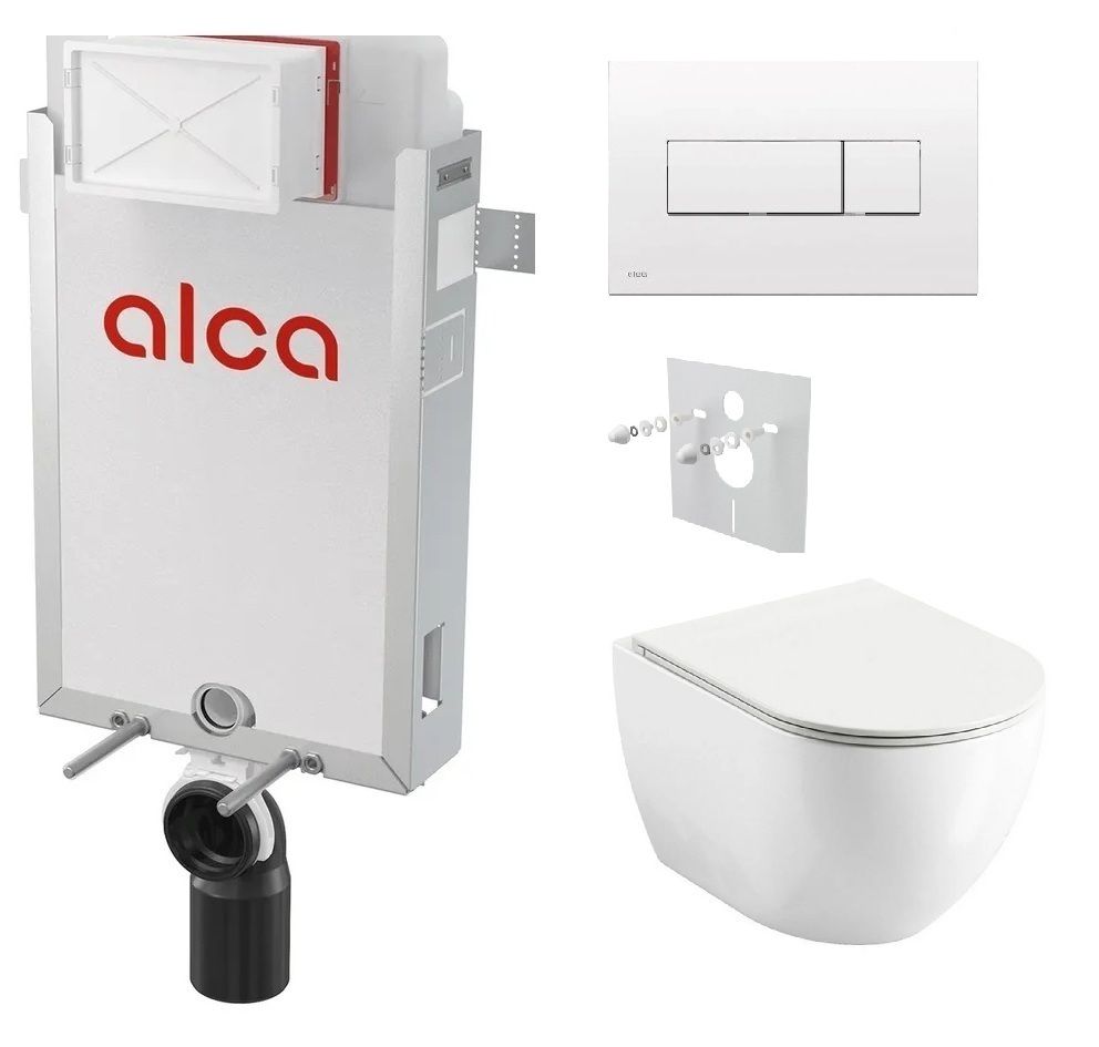 Alcadrain Set modul na stenu WC Urban City, sedadlo s tlačidlom M370 biela KAE008