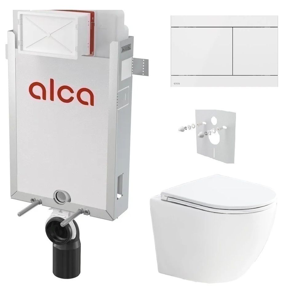 Alcadrain Set modul na stenu, WC Urban Vortex, sedadlo s tlačidlom, nrz/biela FUN-WHITE KAE043