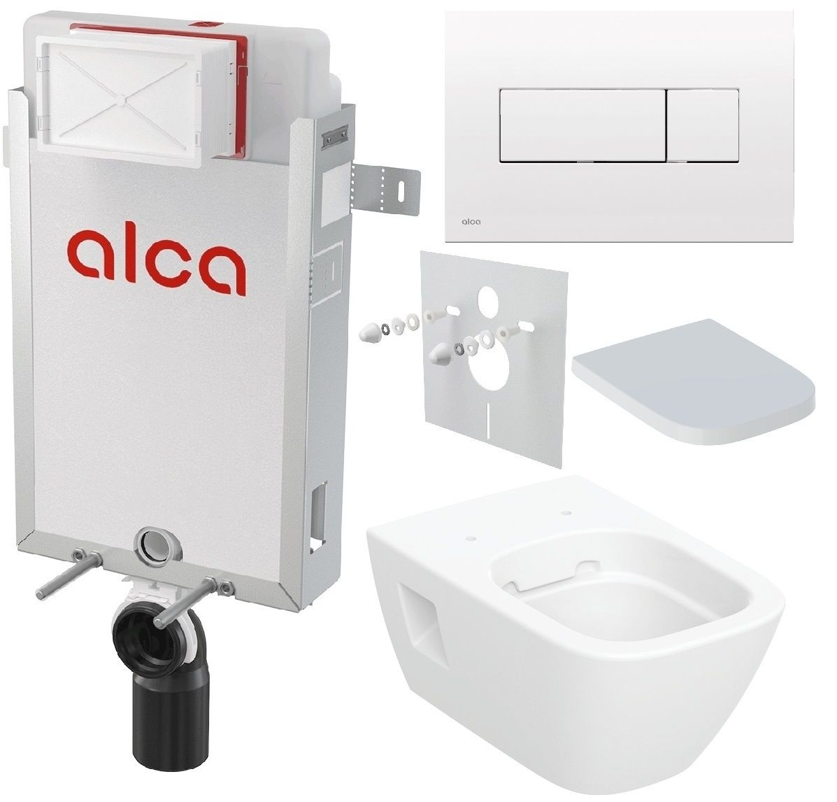 Alcadrain Sada modul na stenu, Geberit WC, sedadlo a tlačidlá M370, biela KAE103