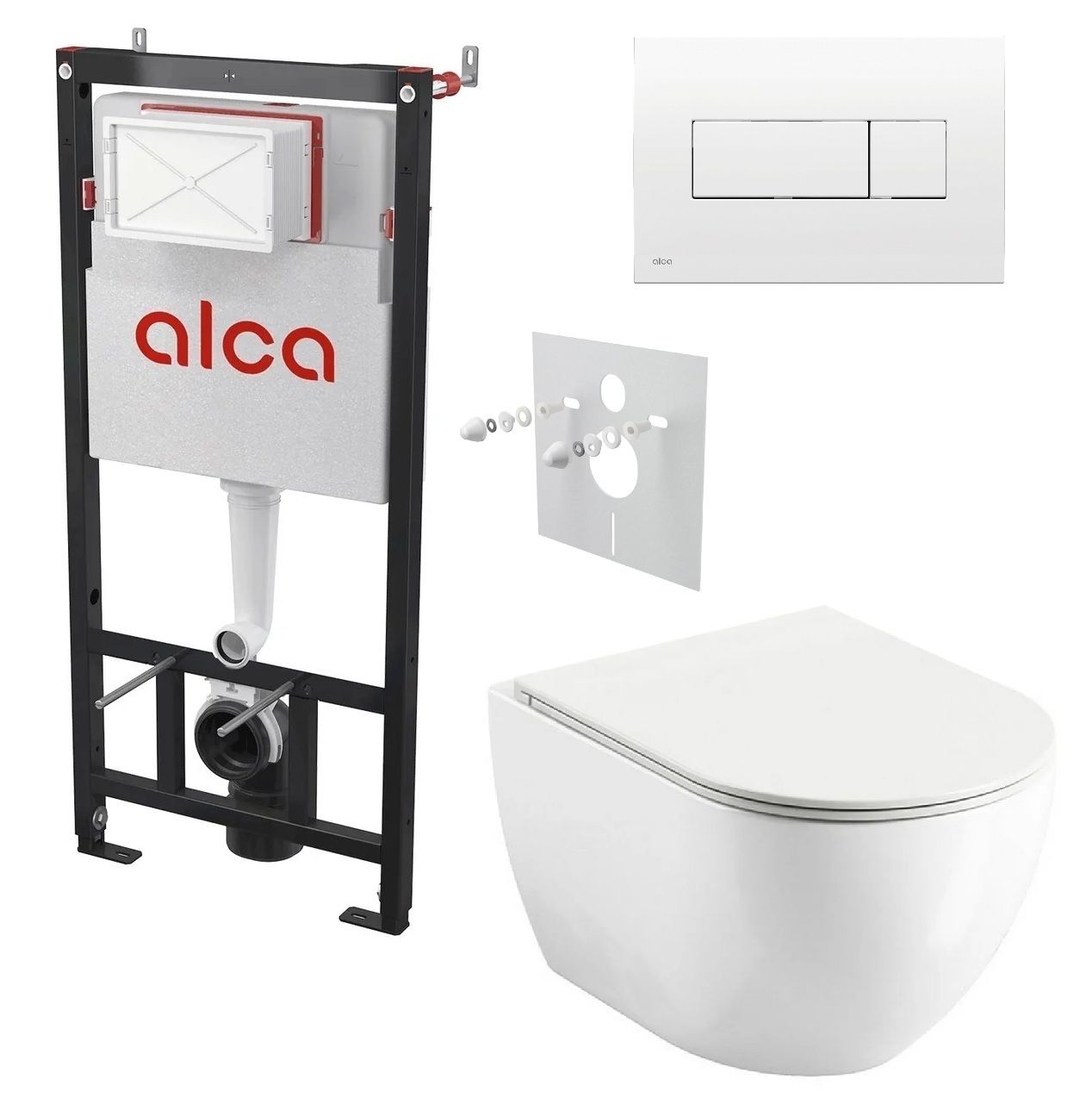 Alcadrain Set modulu do sadrokartónu, WC Urban City, doska a tlačidlo biela M370