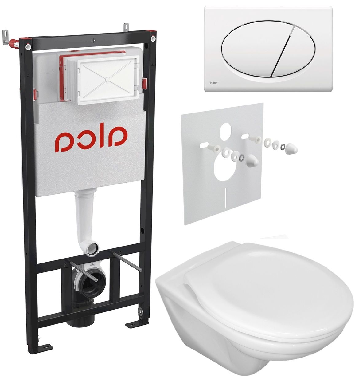 Alcadrain Set modulu do sádrokartonu, WC EBS Diana New, sedátka a tlačítka, bílá M70