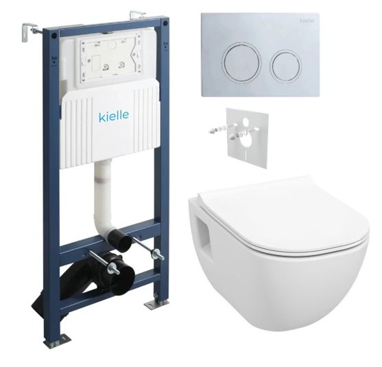 kielle Set modulu do sadrokartónu, WC Diana New a splachovacie tlačidlo, chróm lesklý