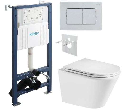 kielle Set modulu do sadrokartónu, WC Spinex a splachovacie tlačidlo, chróm lesklý