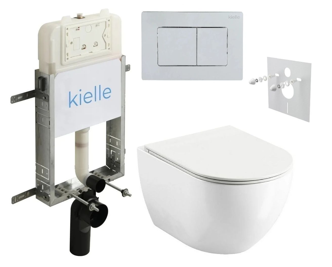 kielle Set modulu na zamurovanie, EBS Urban City WC, WC doska softclose a splachovacie tlačidlo, chróm lesklý KKE080