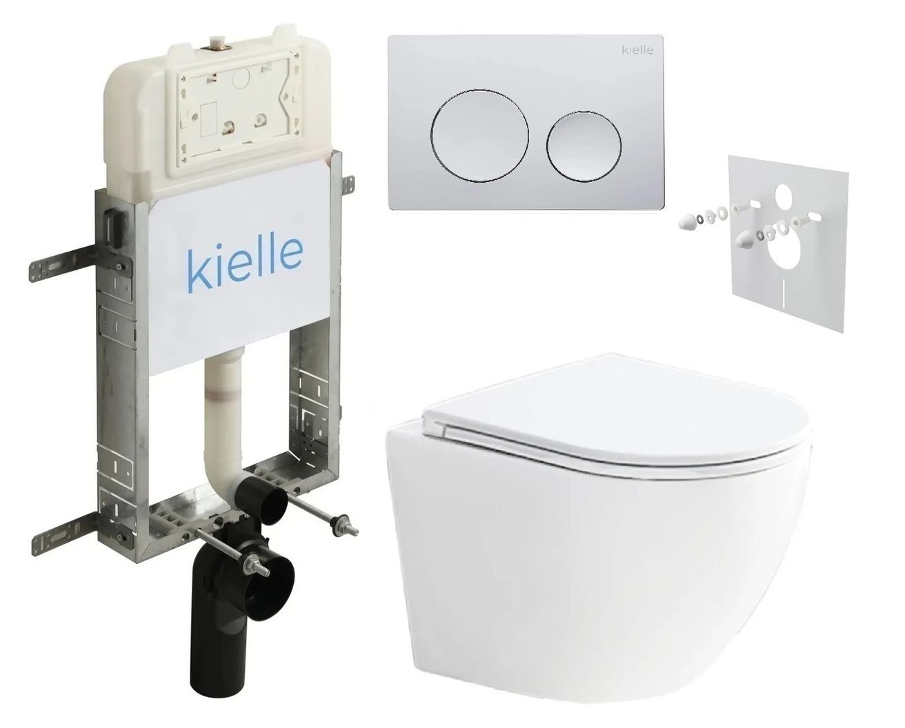 kielle Set modulu na zamurovanie, EBS Urban WC, WC doska softclose a splachovacie tlačidlo, chróm lesklý KKE083