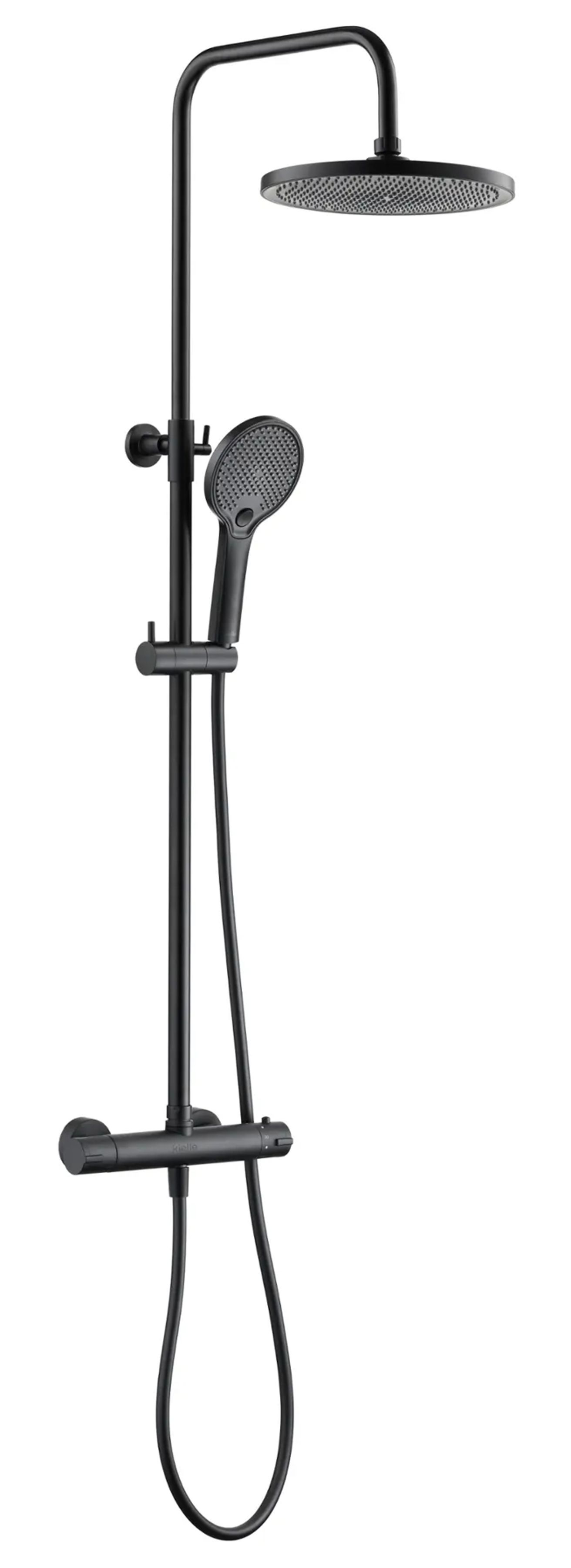 kielle Nefia Sprchový set s termostatem, 24 cm, 3 proudy, matná černá 20627014E